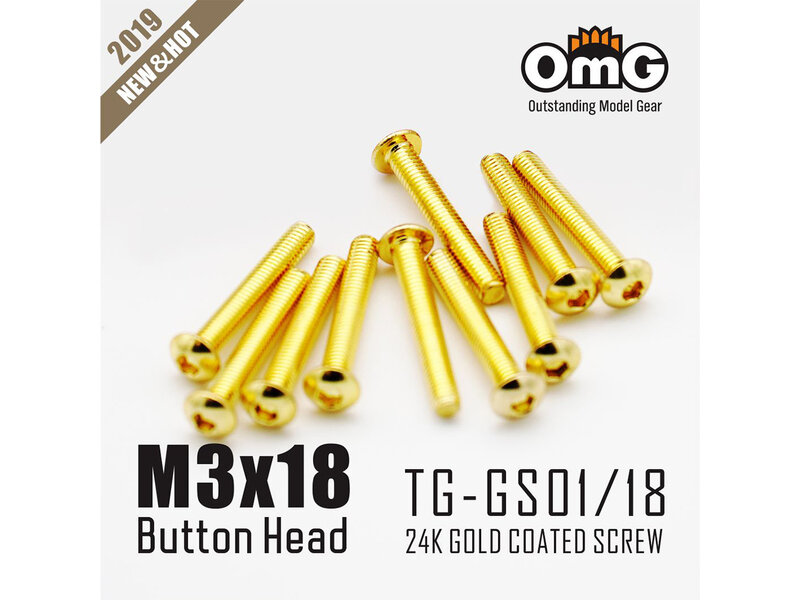 RC OMG TG-GS01/18 - Golden Screw Button Head M3 x 18mm (10pcs)