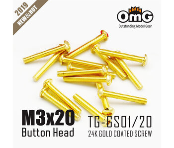 RC OMG Golden Screw Button Head M3 x 20mm (10pcs)