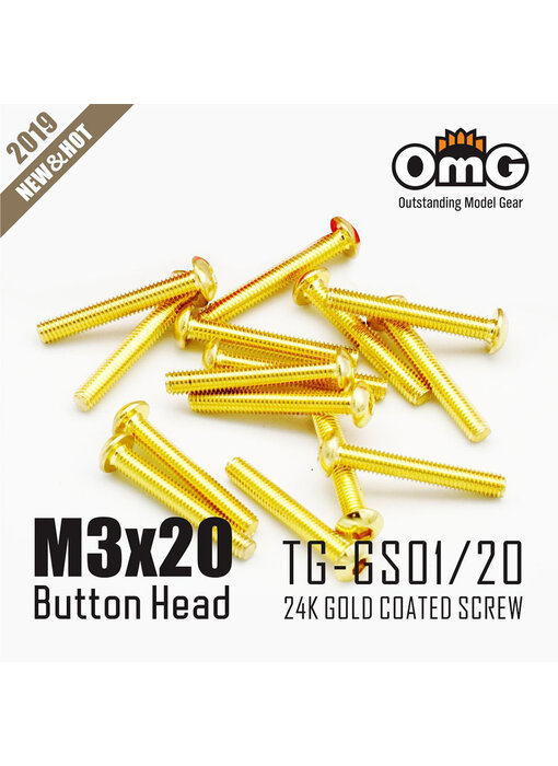 RC OMG Golden Screw Button Head M3 x 20mm (10pcs)