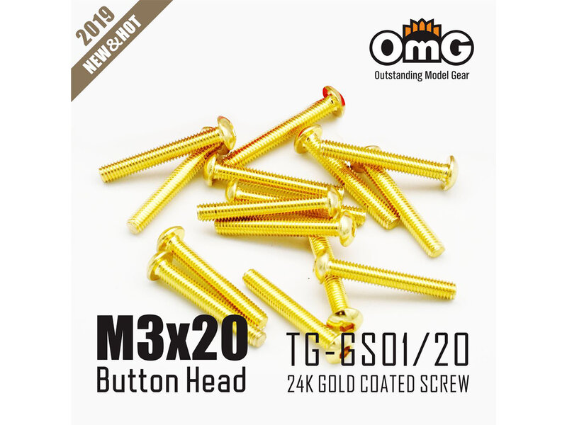 RC OMG TG-GS01/20 - Golden Screw Button Head M3 x 20mm (10pcs)