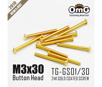 RC OMG Golden Screw Button Head M3 x 30mm (10pcs)