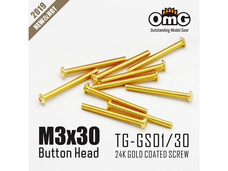 RC OMG TG-GS01/30 - Golden Screw Button Head M3 x 30mm (10pcs)