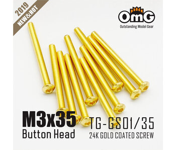 RC OMG Golden Screw Button Head M3 x 35mm (10pcs)