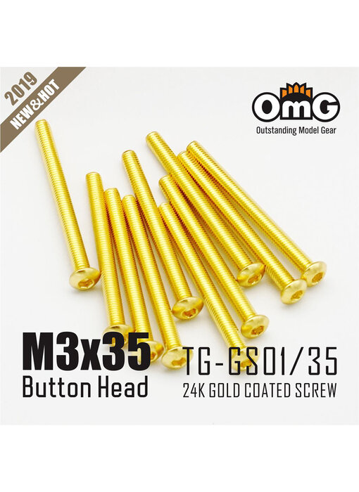 RC OMG Golden Screw Button Head M3 x 35mm (10pcs)