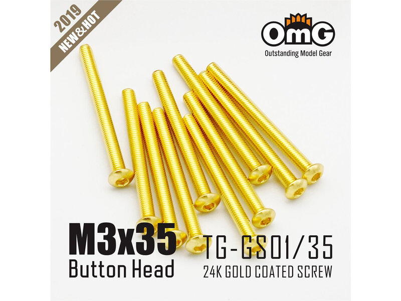 RC OMG TG-GS01/35 - Golden Screw Button Head M3 x 35mm (10pcs)