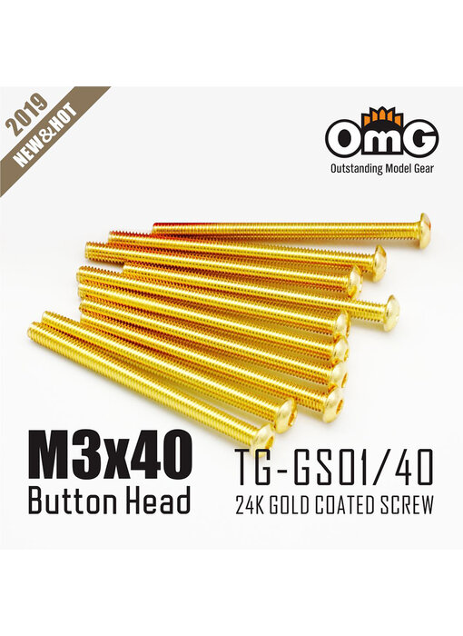 RC OMG Golden Screw Button Head M3 x 40mm (10pcs)