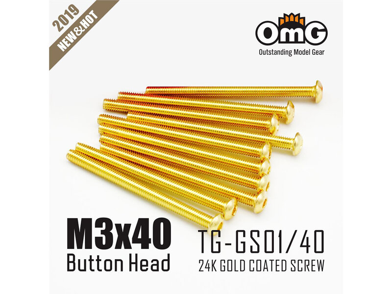 RC OMG TG-GS01/40 - Golden Screw Button Head M3 x 40mm (10pcs)