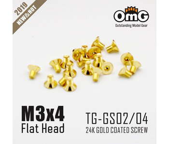 RC OMG Golden Screw Flat Head M3 x 4mm (20pcs)