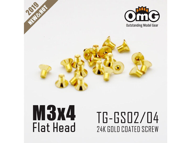 RC OMG TG-GS02/04 - Golden Screw Flat Head M3 x 4mm (20pcs)