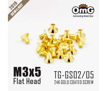 RC OMG Golden Screw Flat Head M3 x 5mm (20pcs)