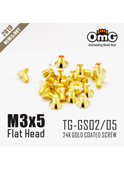 RC OMG Golden Screw Flat Head M3 x 5mm (20pcs)