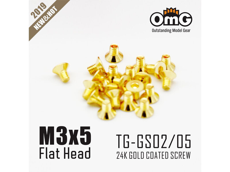 RC OMG TG-GS02/05 - Golden Screw Flat Head M3 x 5mm (20pcs)