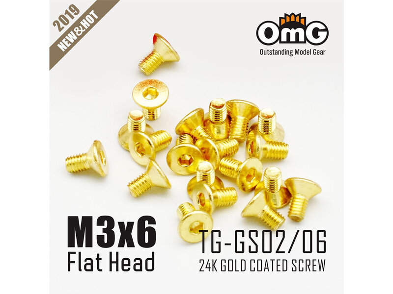 RC OMG TG-GS02/06 - Golden Screw Flat Head M3 x 6mm (20pcs)