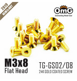 RC OMG TG-GS02/08 - Golden Screw Flat Head M3 x 8mm (20pcs)