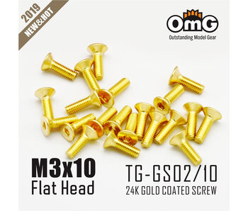 RC OMG Golden Screw Flat Head M3 x 10mm (20pcs)