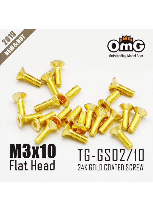 RC OMG Golden Screw Flat Head M3 x 10mm (20pcs)