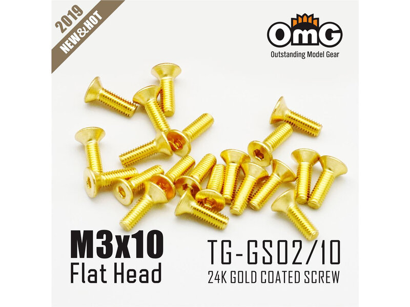 RC OMG TG-GS02/10 - Golden Screw Flat Head M3 x 10mm (20pcs)