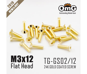RC OMG Golden Screw Flat Head M3 x 12mm (20pcs)