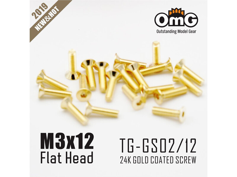 RC OMG TG-GS02/12 - Golden Screw Flat Head M3 x 12mm (20pcs)
