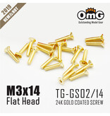 RC OMG TG-GS02/14 - Golden Screw Flat Head M3 x 14mm (20pcs)