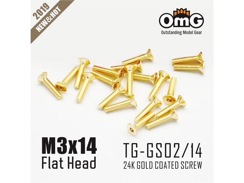 RC OMG TG-GS02/14 - Golden Screw Flat Head M3 x 14mm (20pcs)