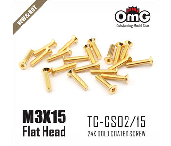 RC OMG Golden Screw Flat Head M3 x 15mm (20pcs)