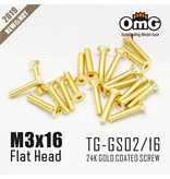 RC OMG TG-GS02/16 - Golden Screw Flat Head M3 x 16mm (10pcs)