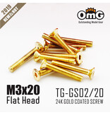 RC OMG TG-GS02/20 - Golden Screw Flat Head M3 x 20mm (10pcs)