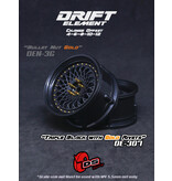 DS Racing Drift Element Mesh Wheel Adj. Offset (2pcs) / Triple Black with Gold Rivets