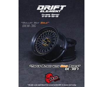 DS Racing DE Mesh Wheel (2) / Triple Black / Gold Rivets