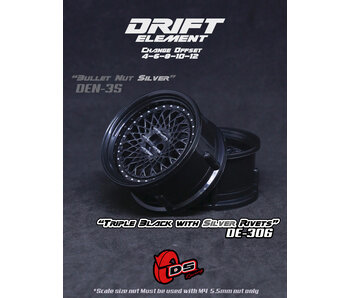 DS Racing DE Mesh Wheel (2) / Triple Black / Silver Rivets