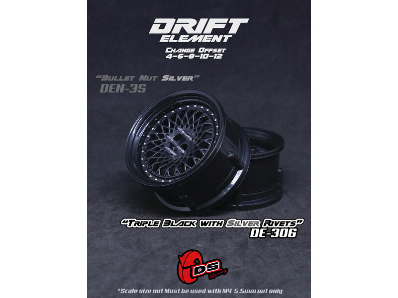 DE Mesh Wheel Set - Triple Black w/ Silver Rivets DE Mesh Wheel Set - Triple Black w/ Silver Rivets