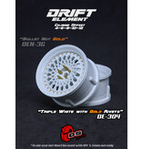 DS Racing Drift Element Mesh Wheel Adj. Offset (2pcs) / Triple White with Gold Rivets