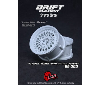 DS Racing DE Mesh Wheel (2) / Triple White / Silver Rivets