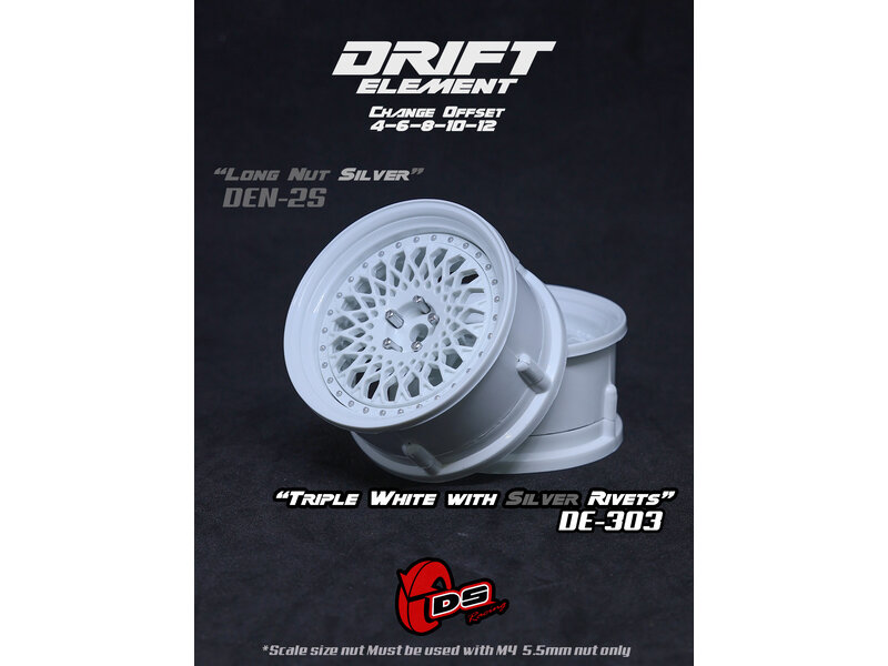 DE Mesh Wheel Set - Triple White w/ Silver Rivets DE Mesh Wheel Set - Triple White w/ Silver Rivets