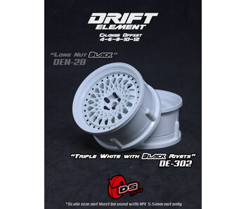 DS Racing DE Mesh Wheel (2) / Triple White / Black Rivets