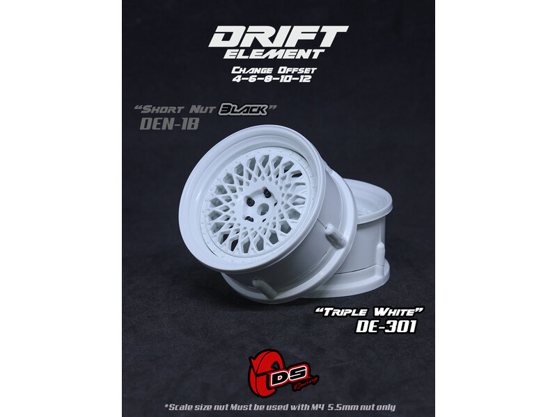 DS Racing Drift Element Mesh Wheel Adj. Offset (2pcs) / Triple White