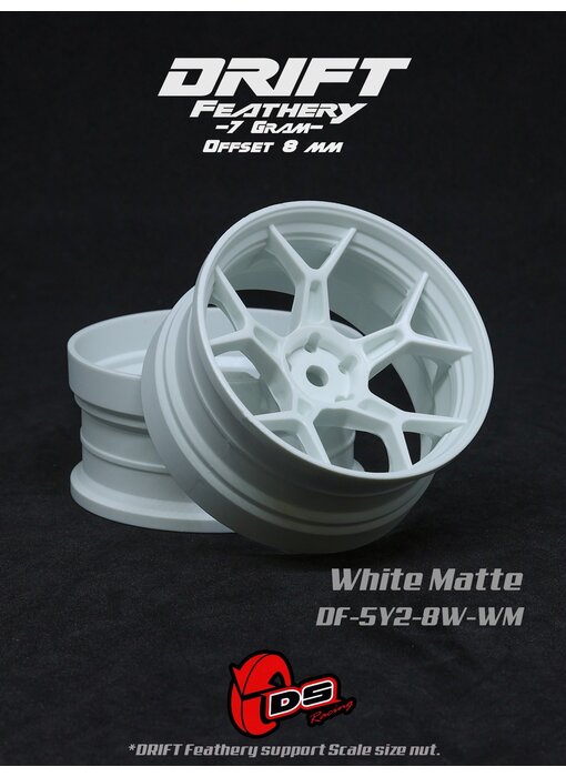 DS Racing DF 5Y Spoke Wheel (2) / White Matte / 8mm