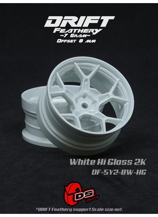 DS Racing DF 5Y Spoke Wheel (2) / White Gloss / 8mm