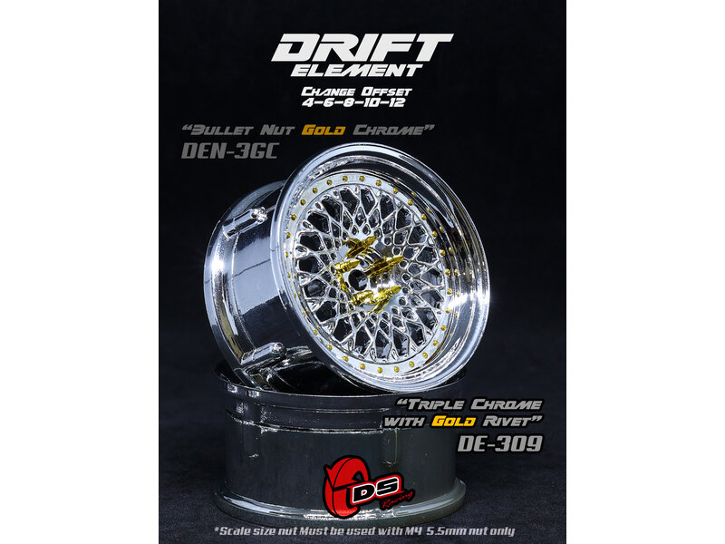 DE Mesh Wheel Set - Triple Chrome w/ Gold Rivets DE Mesh Wheel Set - Triple Chrome w/ Gold Rivets