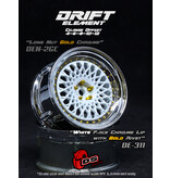 DS Racing Drift Element Mesh Wheel Adj. Offset (2pcs) / White Face / Chrome Lip with Gold Rivets