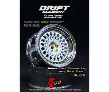 DS Racing DE Mesh Wheel (2) / White / Chrome Lip / Gold Rivets