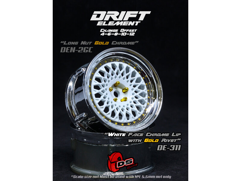 DE 6 Spoke Wheel Set - White/Chrome w/ Gold Rivets DE 6 Spoke Wheel Set - White/Chrome w/ Gold Rivets