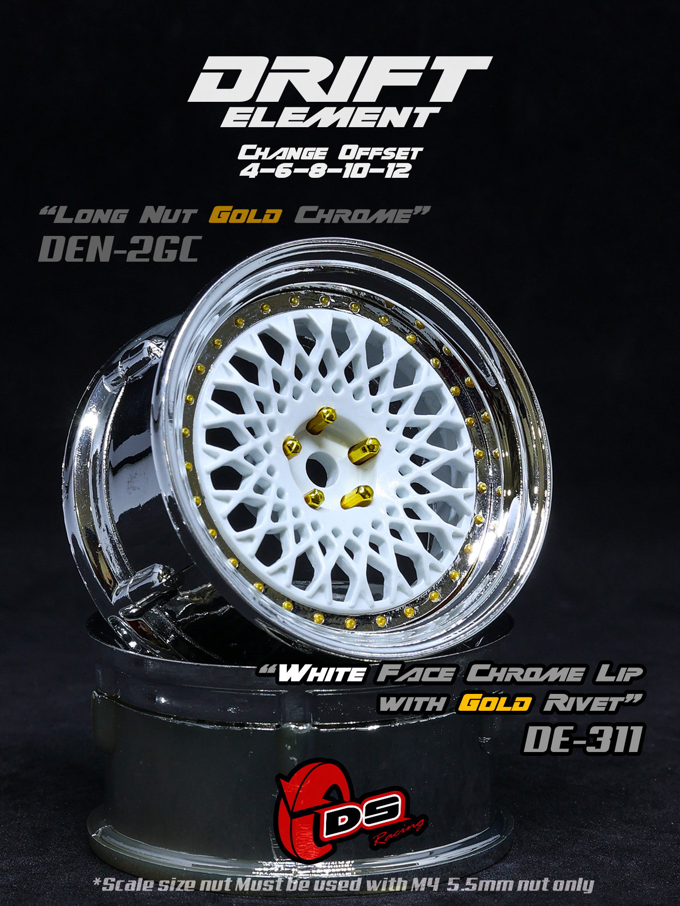 DE Mesh Wheel Set - Triple White w/ Gold Rivets DE Mesh Wheel Set - Triple White w/ Gold Rivets