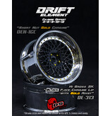 DS Racing Drift Element Mesh Wheel Adj. Offset (2pcs) / Hi Gloss 2K Black Face / Chrome Lip with Gold Rivets