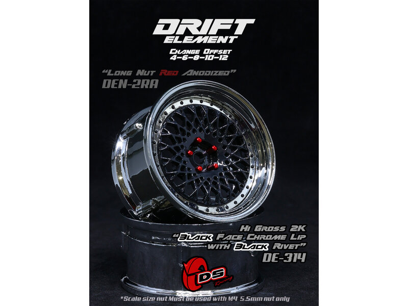 DE 6 Spoke Wheel Set - Hi Gloss 2K Black/Chrome DE 6 Spoke Wheel Set - Hi Gloss 2K Black/Chrome