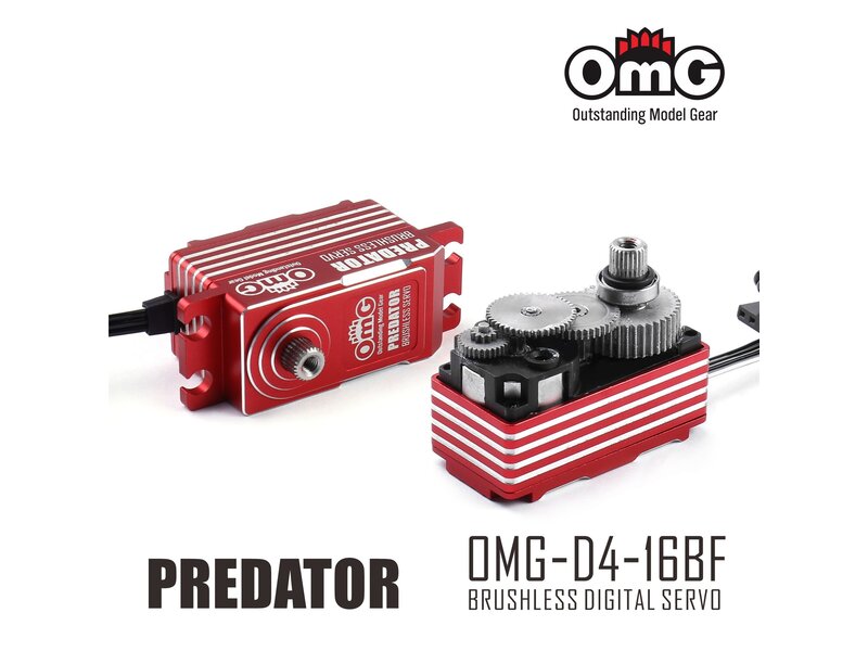 RC OMG Predator Full Metal Brushless Digital Low Profile Servo - Red