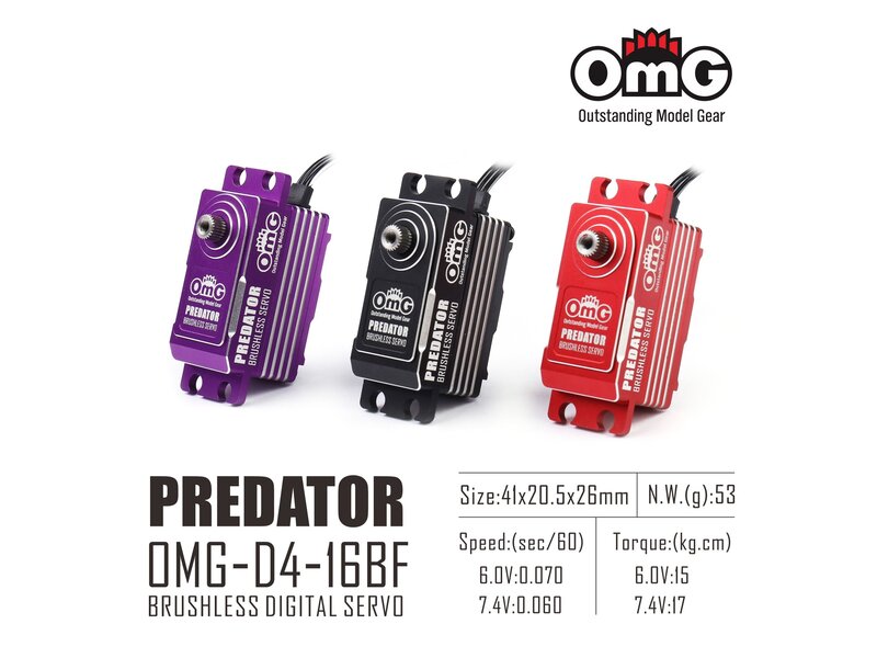 RC OMG Predator Full Metal Brushless Digital Low Profile Servo - Red