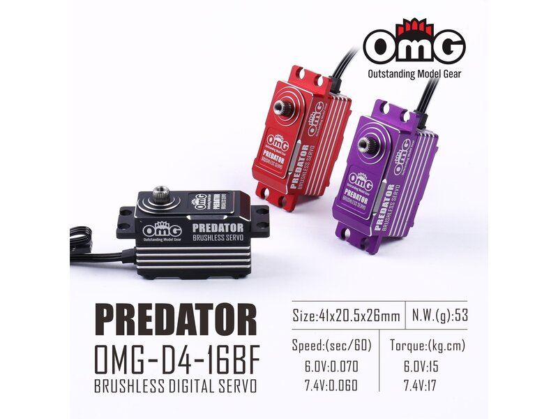 RC OMG Predator Full Metal Brushless Digital Low Profile Servo - Black