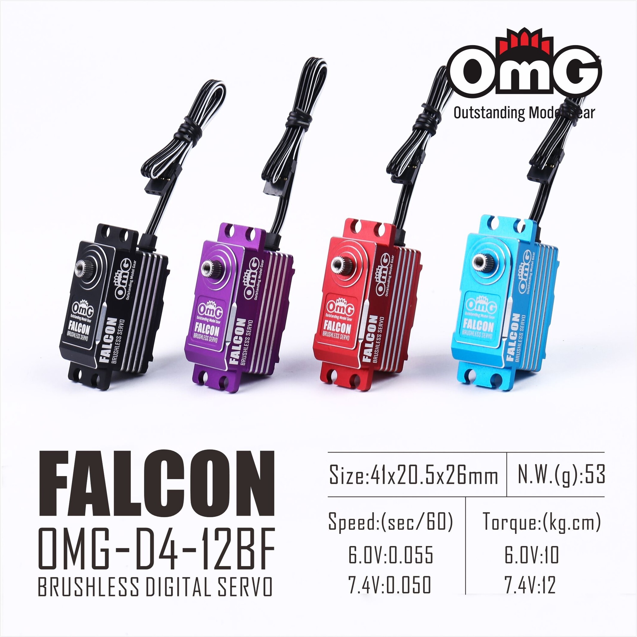 OMG D4-12BF FALCON Low Profile Digital Servo - Black OMG D4-12BF FALCON Low Profile Digital Servo - Black
